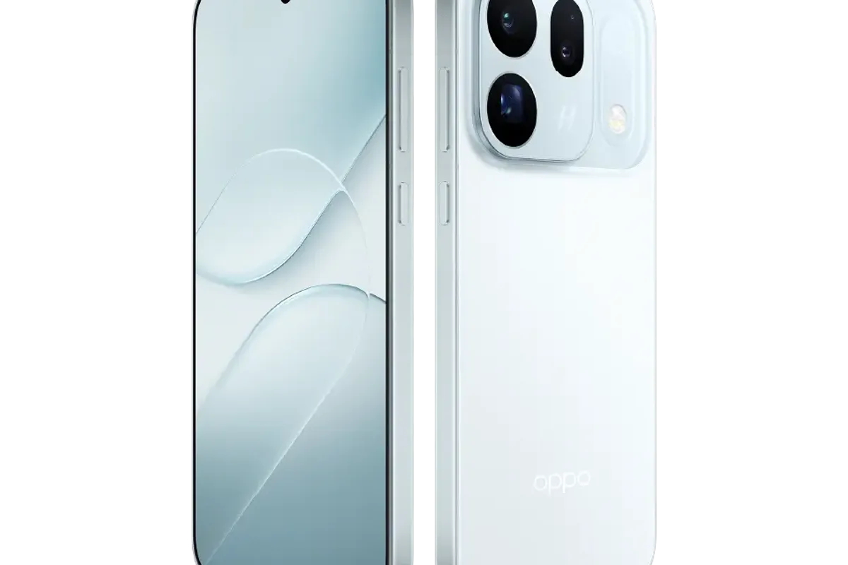 OPPO Find X10 présenté de face et de dos dans une finition claire